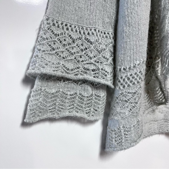 Ann Taylor Mohair Wool Blend Loft Open Cardigan Sweater Pointelle Gray Size XS - Picture 9 of 11